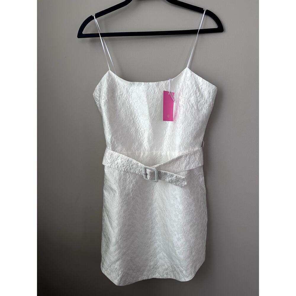 NWT Amanda Uprichard Joss Bellis White Strapless Jacquard Mini Dress S Bridal